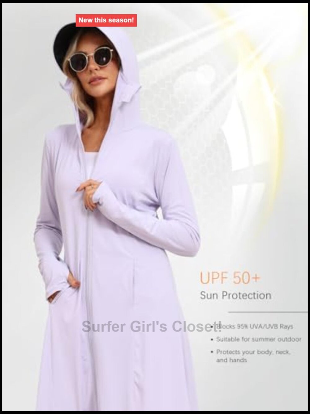 UPF 50+ Long Sleeve Swimsuit Cover Up Full Zip UV Dress - Picture 3 of 7
